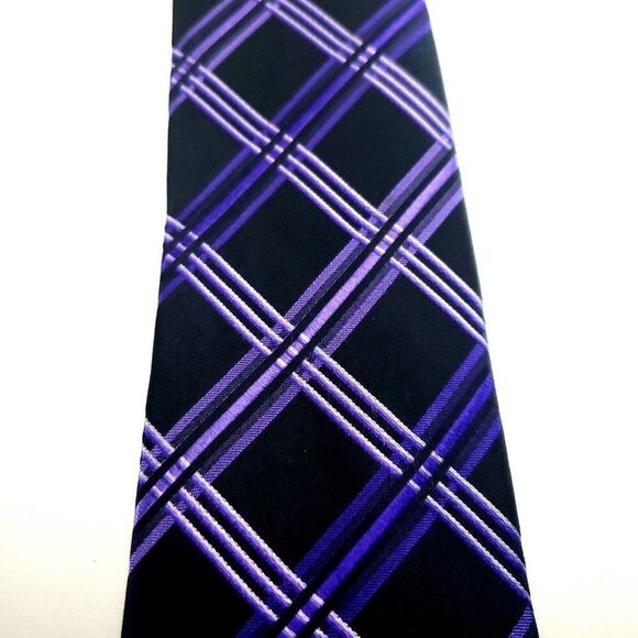 Arrow USA 1851 Black Purple Silk Tie Woven Striped - Picture 2 of 6